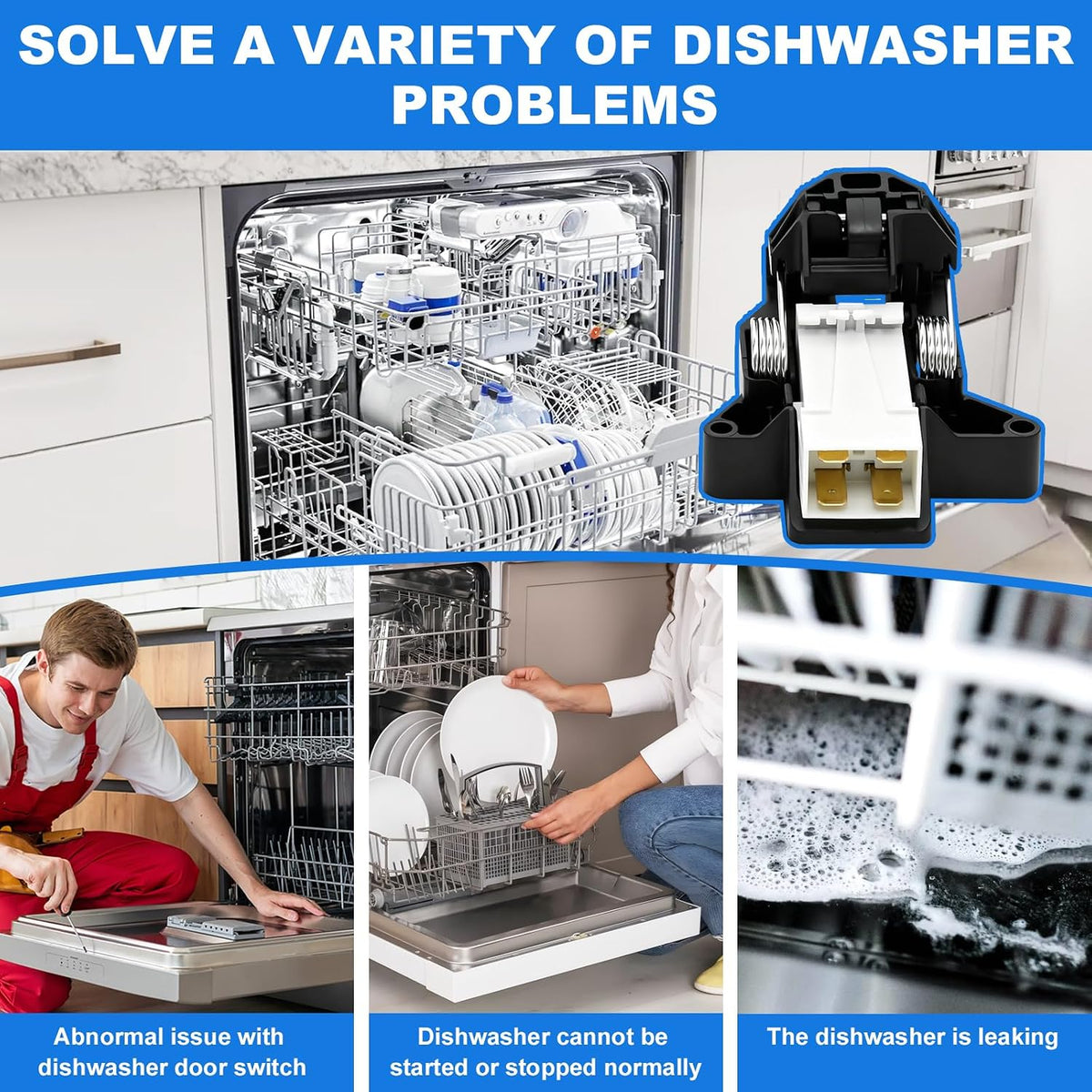 Upgrade 5304516818 Dishwasher Door Latch Kit - Replacement for 5304525218, 154543901, 154758101, 154722401 - Compatible with Electrolux, Kenmore, Frigidaire Dishwashers