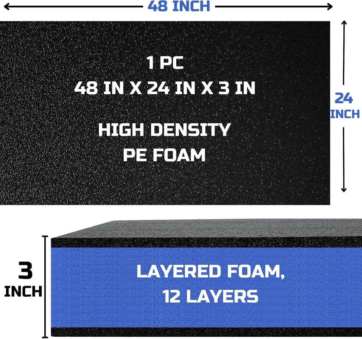 Tool Box Foam Organizer 48x24x3 inch 1PC, Kaizen Sheets for Pro Tool Control, Custom Tool Shadow Inserts for Cases &