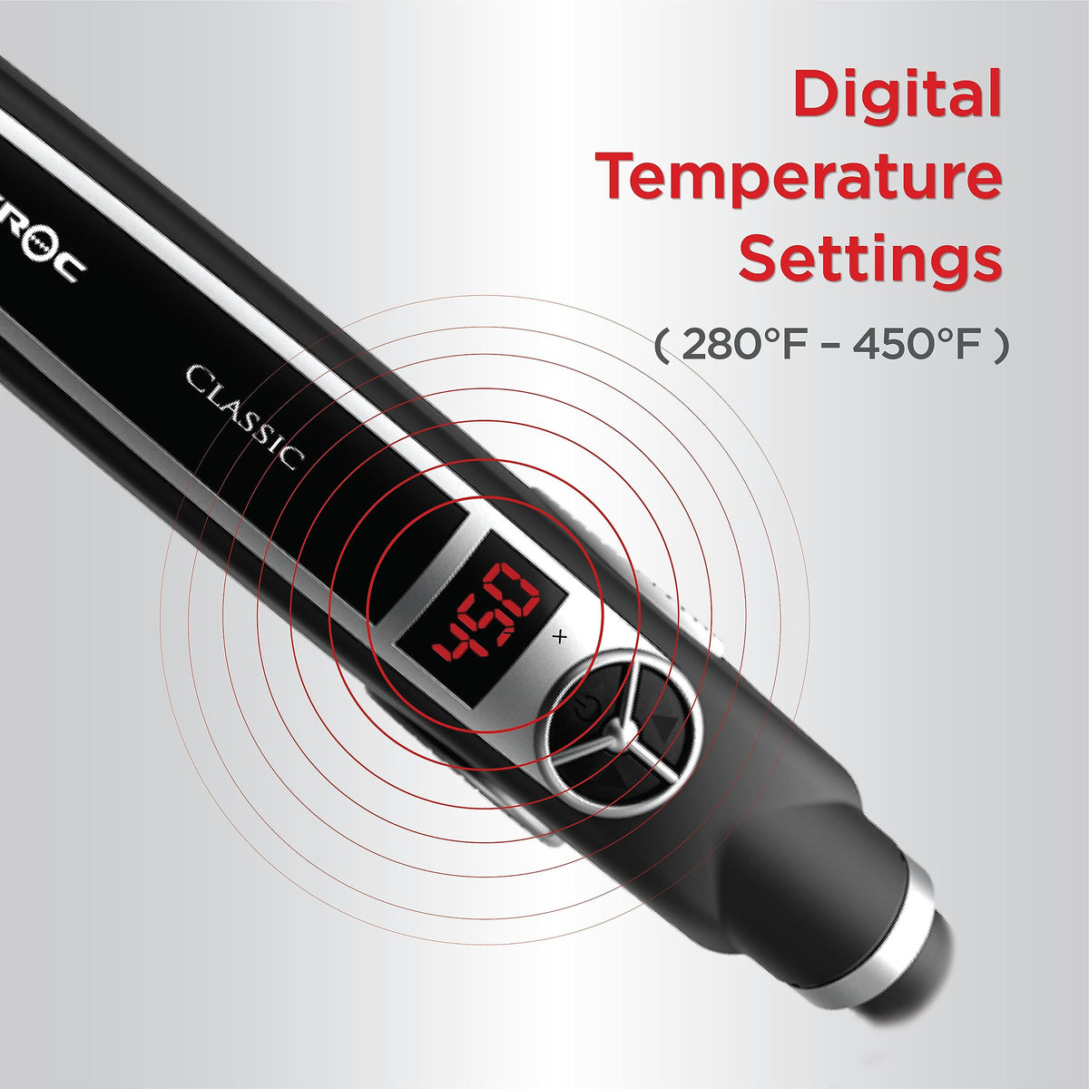 Classic Silver Titanium Flat Iron Hair Straightener, 1.5 Inch