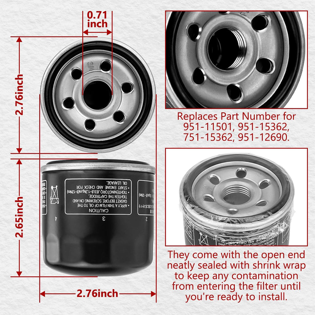 951-11501 Oil Filter for MTD Cub Cadet Troybilt 951-15362 751-15362 951-12690 Fits for LS27 LS33 TB30 TB30R TB33LS TB42 TBWC33XP Lawn Mower