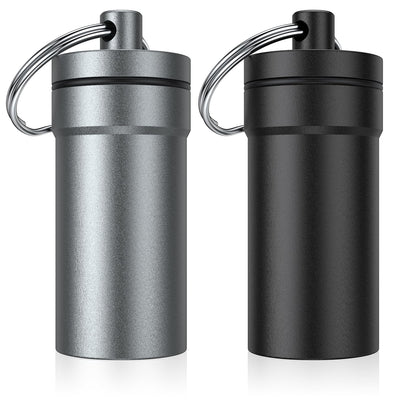 Portable Ear Plug Carrying Case, Urekt Waterproof Metal Earplug Case Keychain Container Holder（2 Pack）