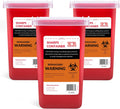 3 Count Sharps Container with Split Lid Design and Locking Mechanism for Sharp Waste Disposal, 1 Quart