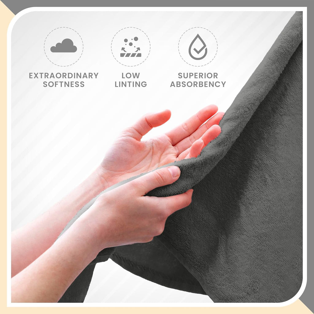 6-Piece 100% Ringspun Cotton Towel Set, Dark Grey
