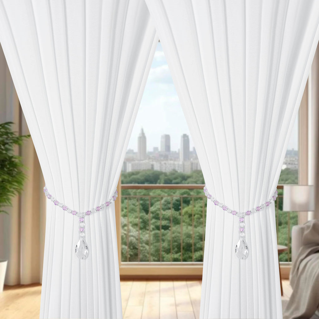 Luxury Crystal Beaded Magnetic Curtain Tieback, Purple