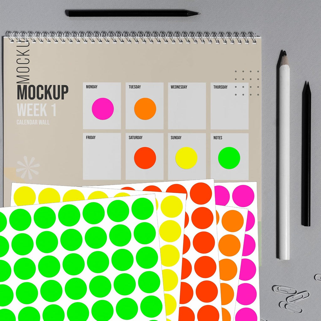 Dot Stickers 3/4 Inch Fluorescent Circle Sticker 1400pcs Colored Dot Labels