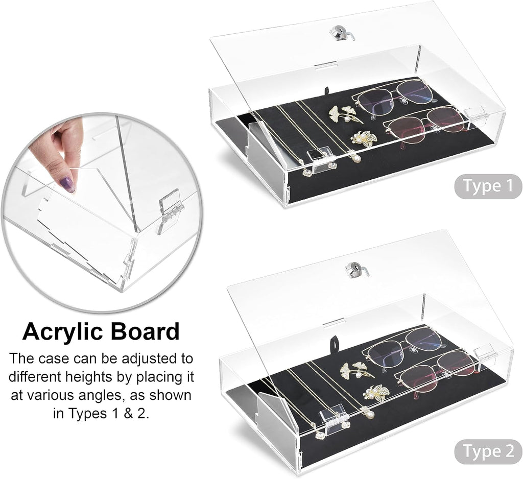 Lockable Premium Acrylic Display Cases for Collectibles with a Luxurious Removable Pad, Ideal for Showcasing