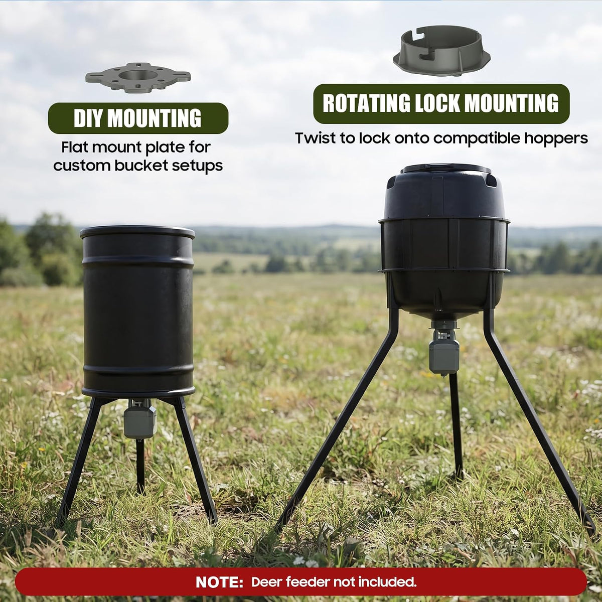 Deer Feeder Motor Kit, 8 AA Battery Powered for Extended Runtime, Rotating Lock & DIY Mounting, Batteries Not Included