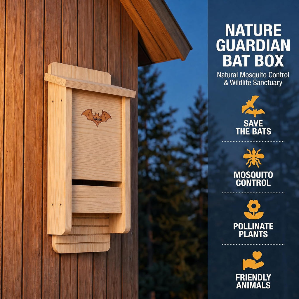 Bat House for Outdoor, Single-Chamber Wooden Bat Box, Easy to Hang