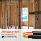 Energeaster Stranded Indoor 8/3 NM-B Copper Cable with Ground 125FT, Black