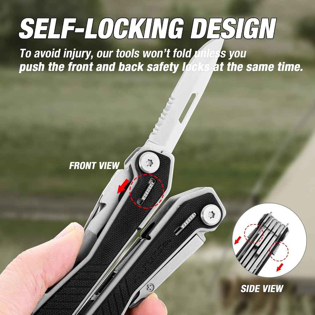 16-In-1 Multi Tool, EDC Multitool, Utility Multi-Tool | Gift for Men, G10 Handle, Stainless Steel, Pocket Knife