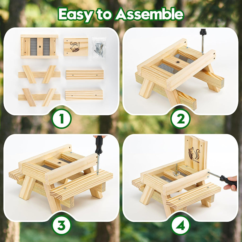 Squirrel Feeder for Outside,Funny Squirrel Picnic Table Feeder
