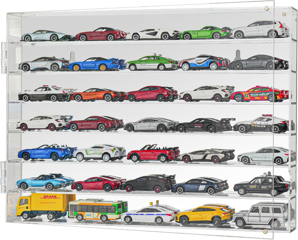 Model Car Display Case for Toy Cars, Matchbox Cars,1/64 Scale Diecast Display Case,Wall Mount,Mirrored Back,Hot 1/64