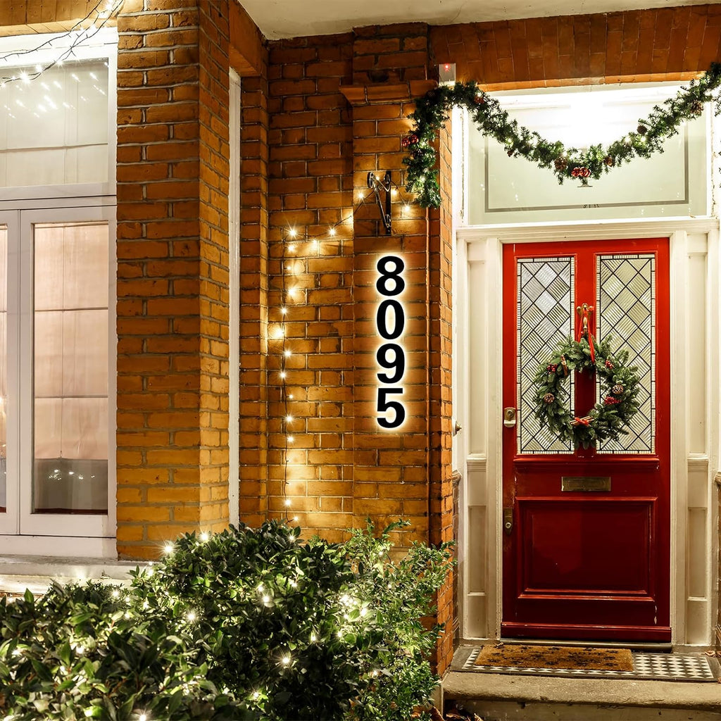 5 Inch Backlit House Numbers for Outside, Stainless Steel, LED Illuminated Home Address Number, Modern Lighted