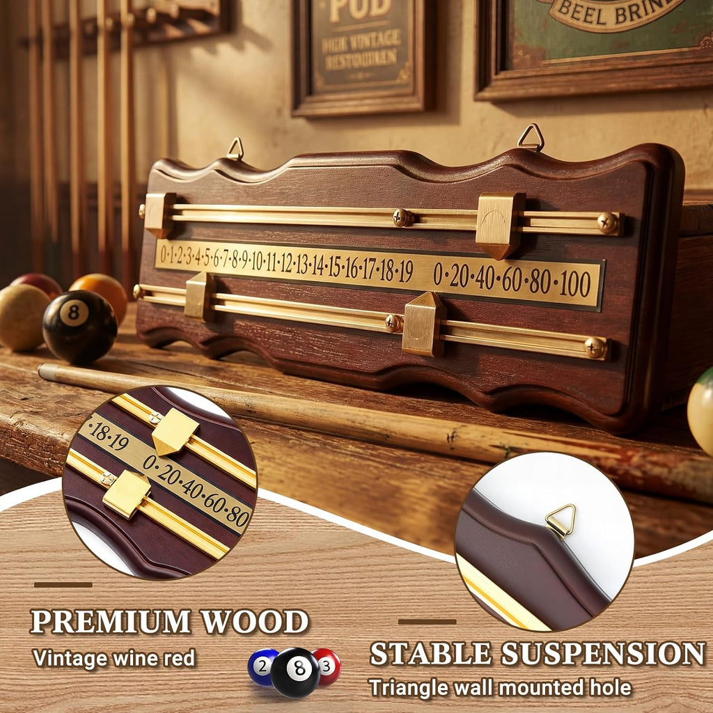 Wooden Billiard Game Scorer 2 Track Wall-Mounted Snooker Billiard Score Board Shuffleboard Scoreboard Classic Snooker