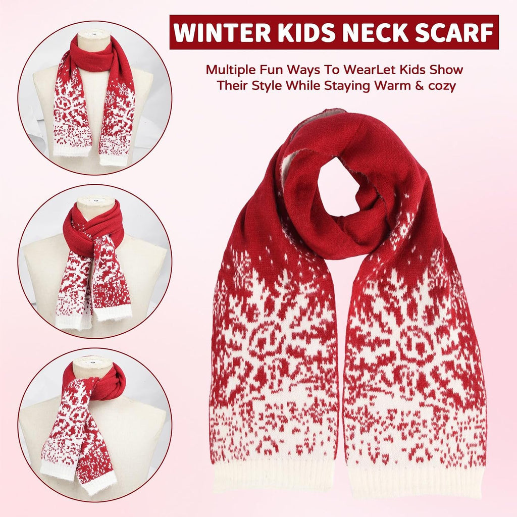 Kids Winter Hat Gloves Scarf Set: Girls Boys Beanie With Pom Knit Neck Warmer Gaiter Mittens Fleece Lined Sets (One