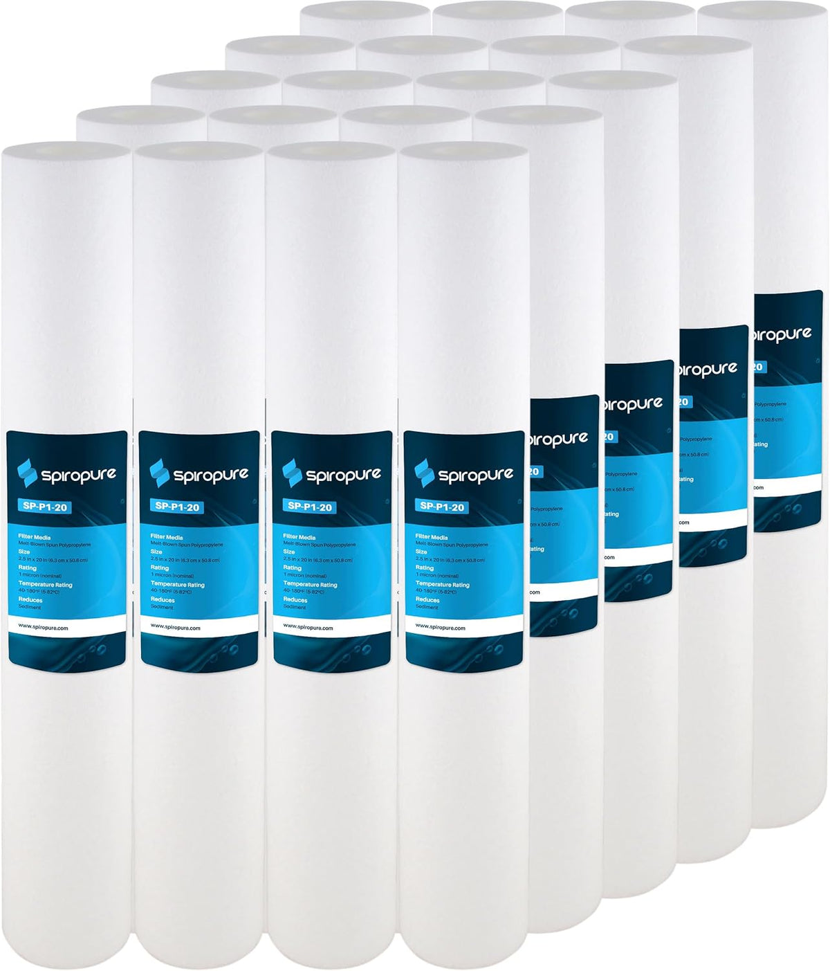 SpiroPure SP-P1-20 20x2.5 1 um Sediment Water Filter SDC-25-2001 P1-20 20PK