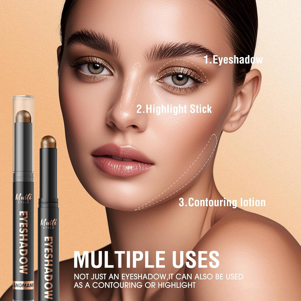 8 Color Waterproof Dual-Ended Eyeshadow Stick Set, Eye Makeup #A