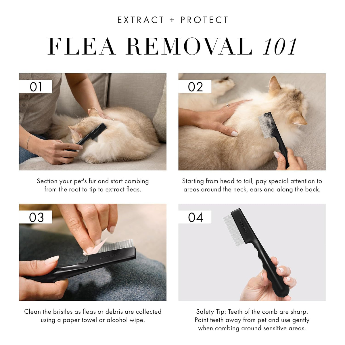 Pet Flea Removal Comb for Cats & Dogs