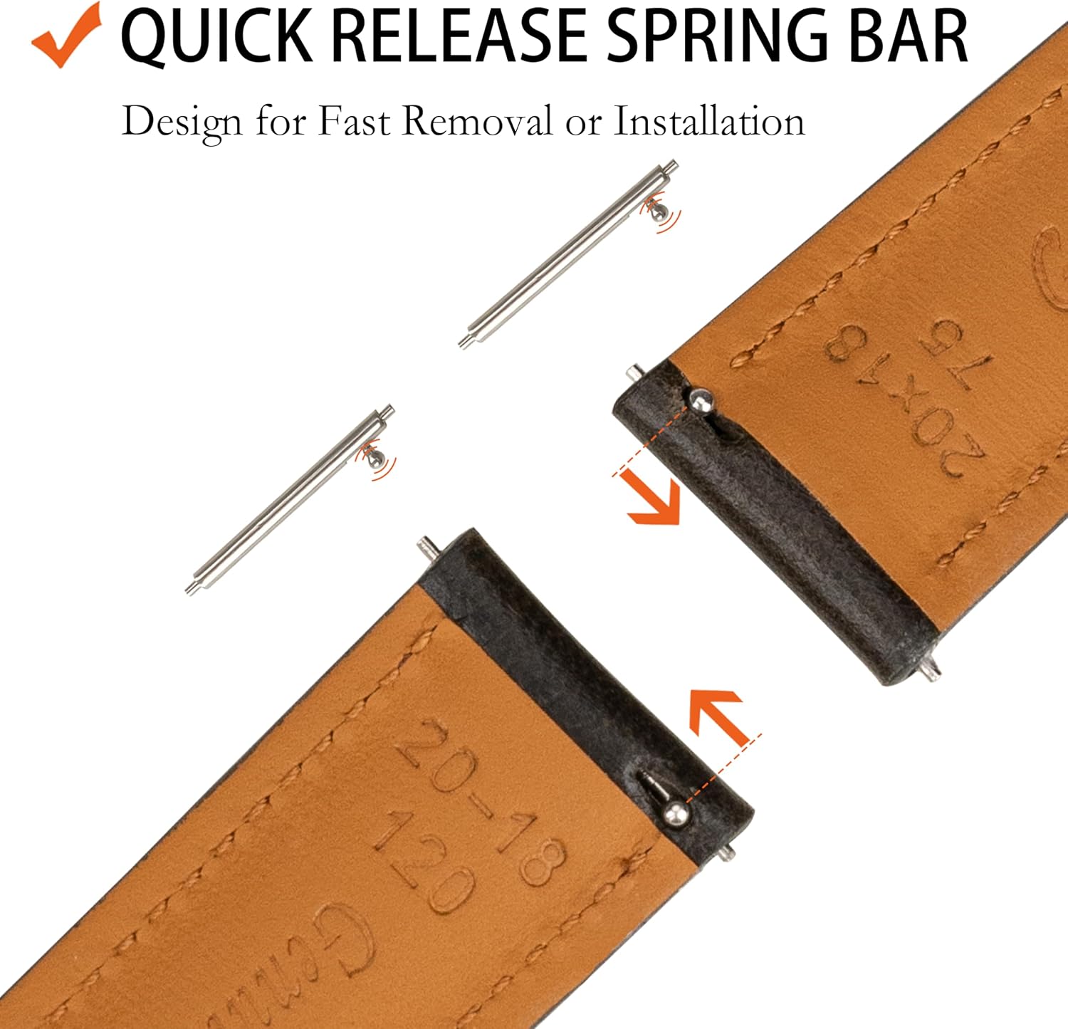 Quick Release Leather Watch Band 14mm 16mm 18mm 19mm 20mm 21mm 22mm 24mm,Vintage Oil Wax-tanned Pull-up Men's Watch