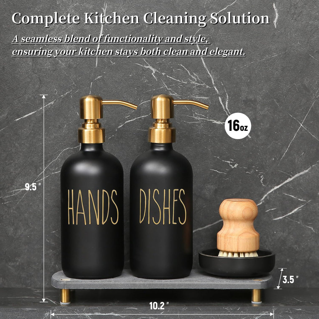 Soap Dispenser Set Comes with Stainless Steel Pumps, Gold & Black