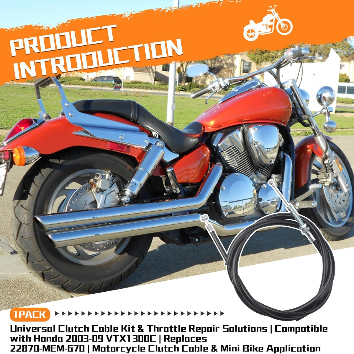 22870-MEM-670 Motorcycle Clutch Cable for Honda Shadow VTX1300