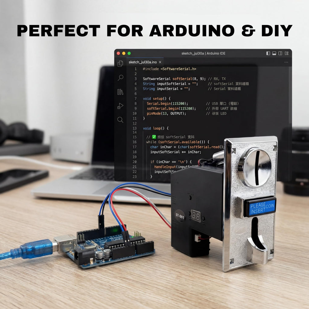 ST-001 Advanced 8-Channel Coin Acceptor Validator - Programmable Multi-Coin Selector for Automation Systems, Vending