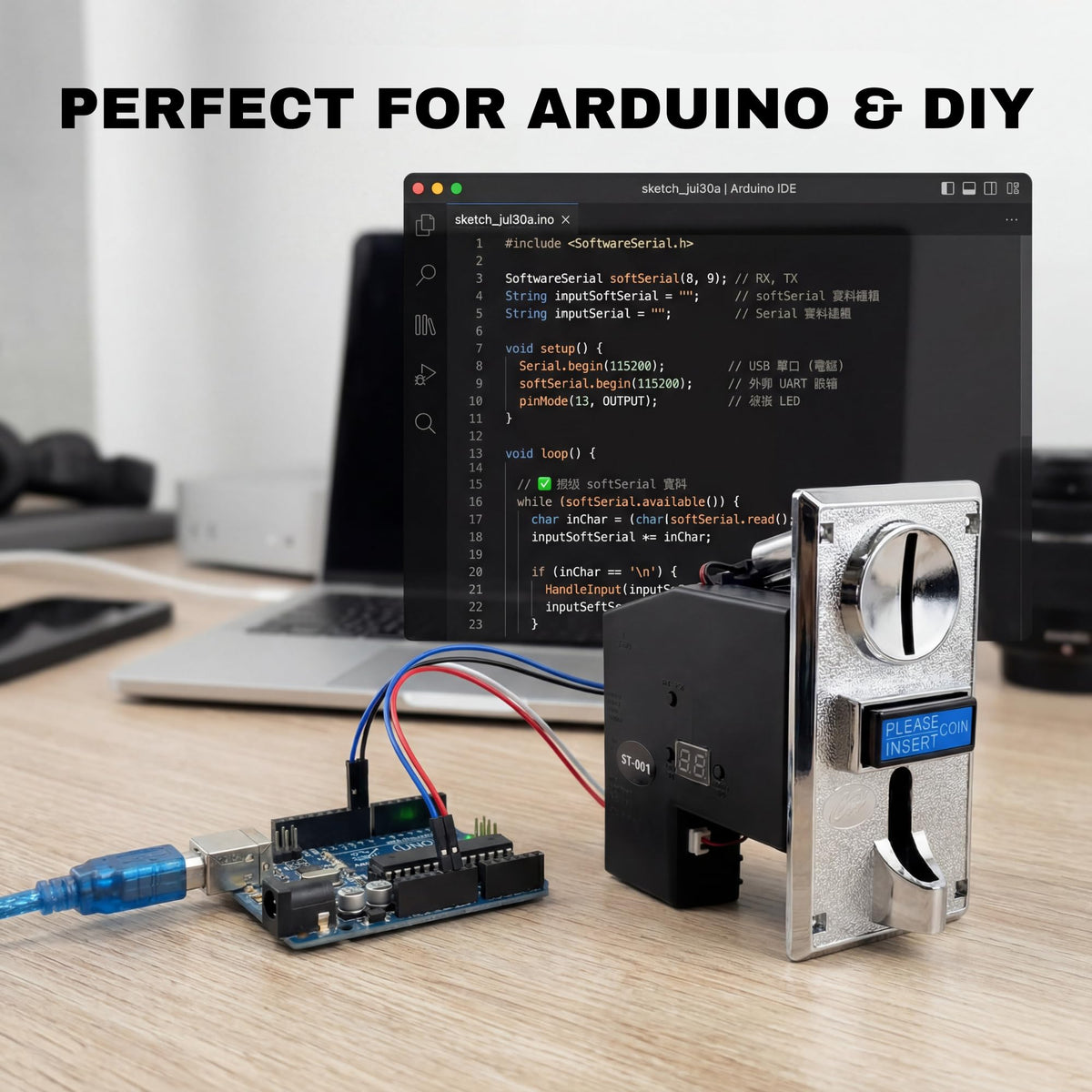 ST-001 Advanced 8-Channel Coin Acceptor Validator - Programmable Multi-Coin Selector for Automation Systems, Vending