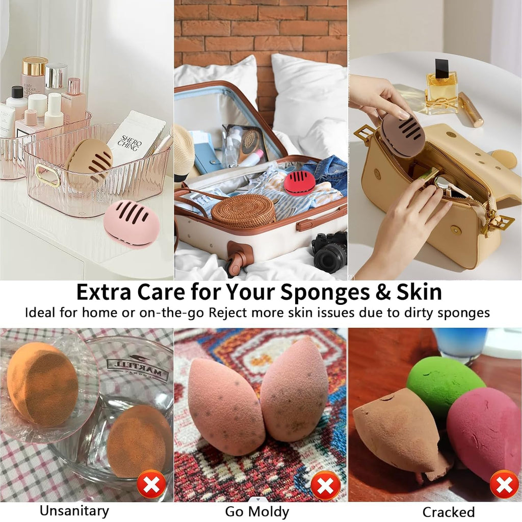 2 Pcs Makeup Sponge Holder, Dual Vents, Breathable, Shatterproof
