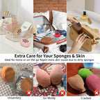 2 Pcs Makeup Sponge Holder, Dual Vents, Breathable, Shatterproof