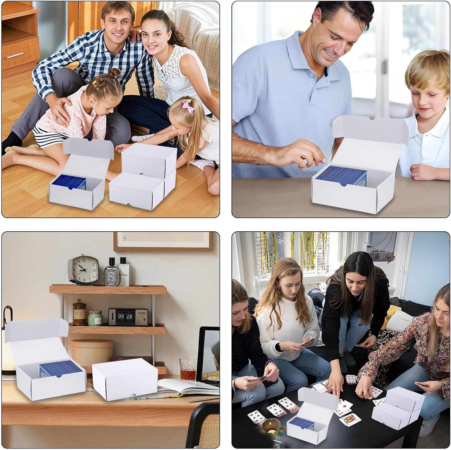 Trading Card Storage Box, 4-Pack 600 Count White Corrugated Cardboard Box | Toploader Trading Card Storage Box, Top