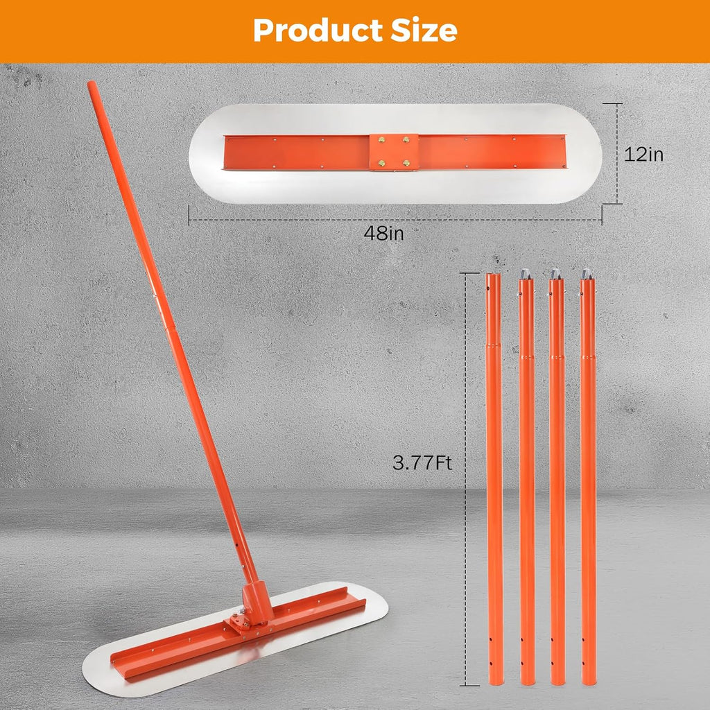 Bull Float, Concrete Tools Kit with 48 * 12 Inches Scraper | Stainless Steel Bullfloat Concrete Trowel, 181 in Cement
