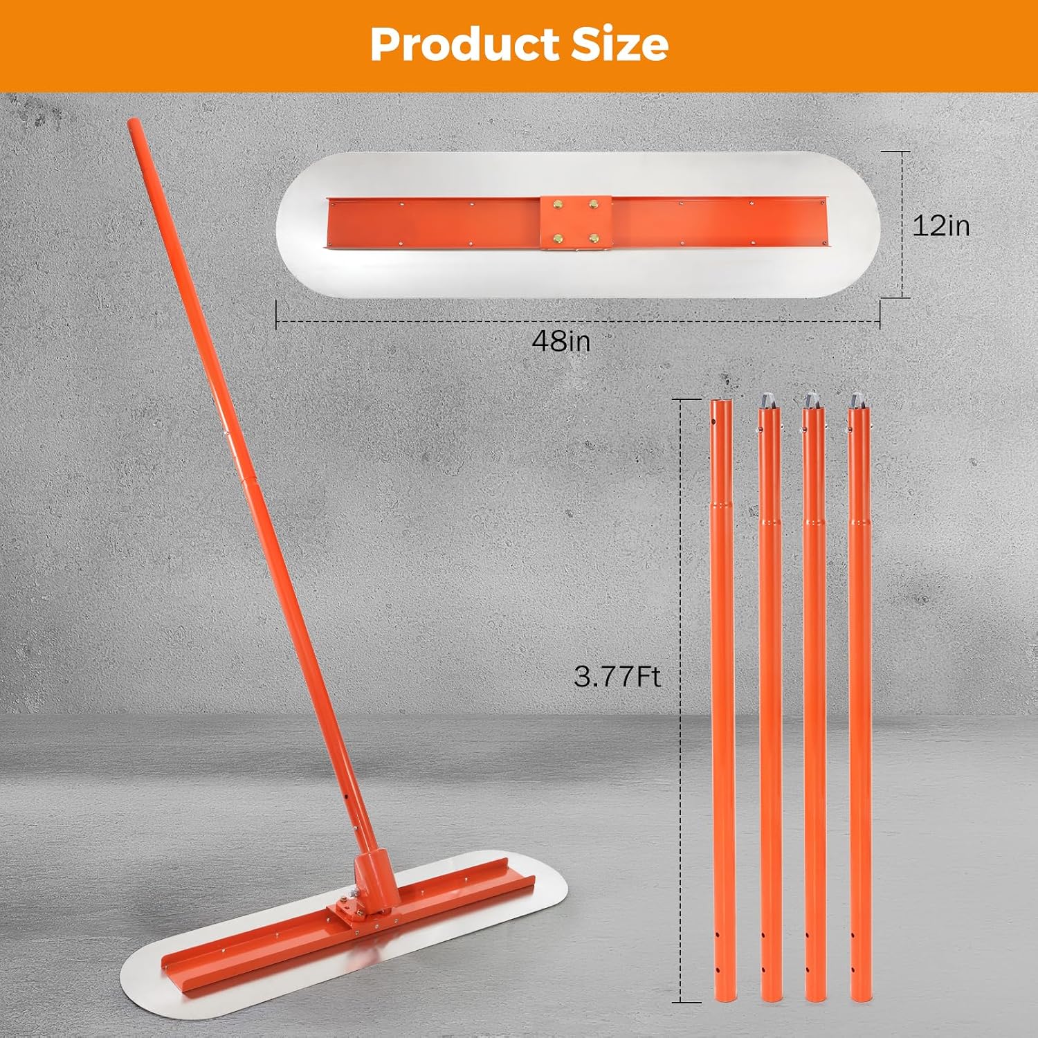 Bull Float, Concrete Tools Kit with 48 * 12 Inches Scraper | Stainless Steel Bullfloat Concrete Trowel, 181 in Cement