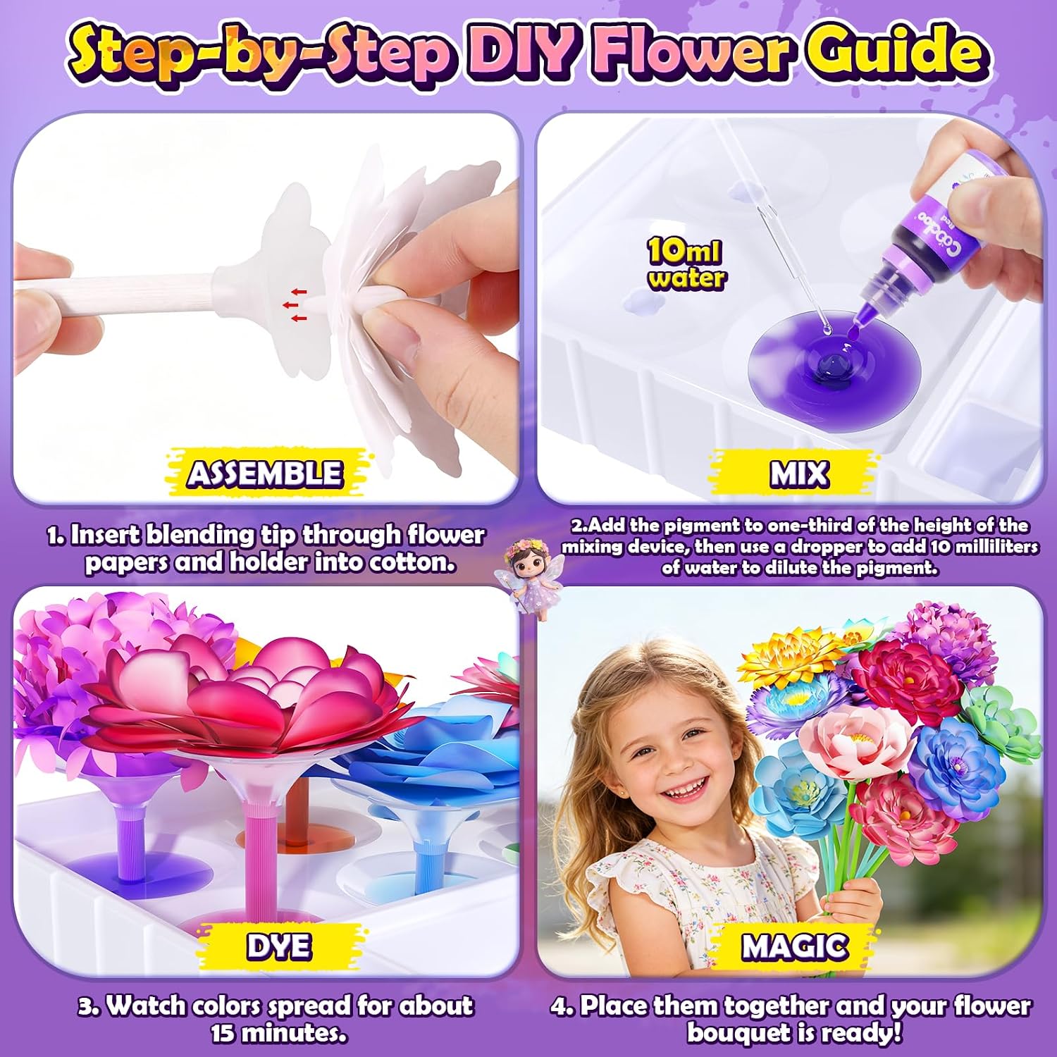 DIY Flower Craft Kits Magic Dyeing Florist Bouquet Maker Art Supplies Arts | Arts And Crafts Toy Kits for Boys and