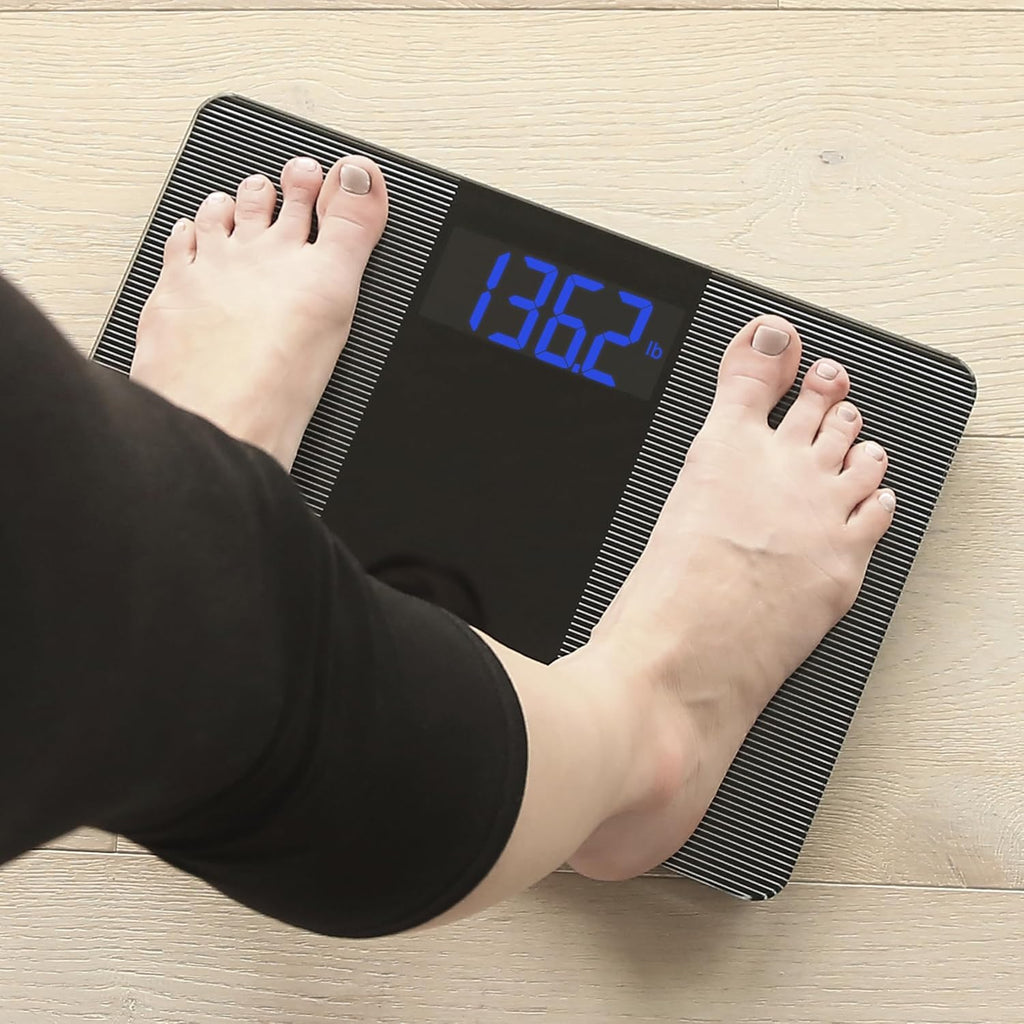 Extra Wide Digital Bathroom Scale for Body Weight with Wide Platform for Natural Stance and Stability, High Capacity