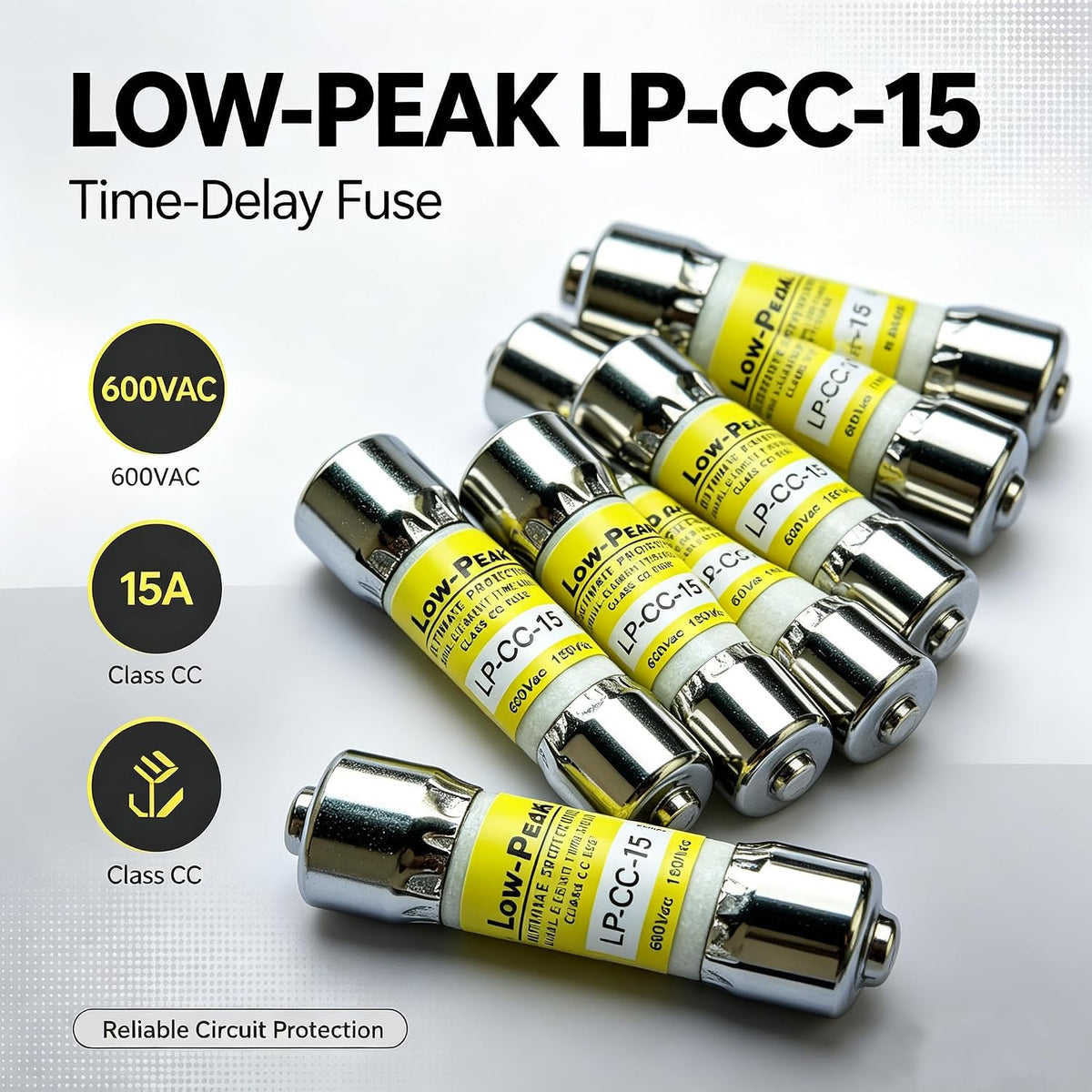 LP-CC-15 LP-CC-15A LP-CC 15A Time Delay Fuse, 5 Pcs, 600Vac