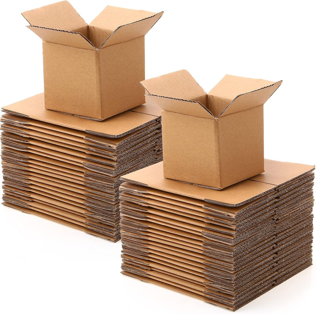 50 Pack Small Shipping Boxes 4x4x4 Inch Brown Cardboard