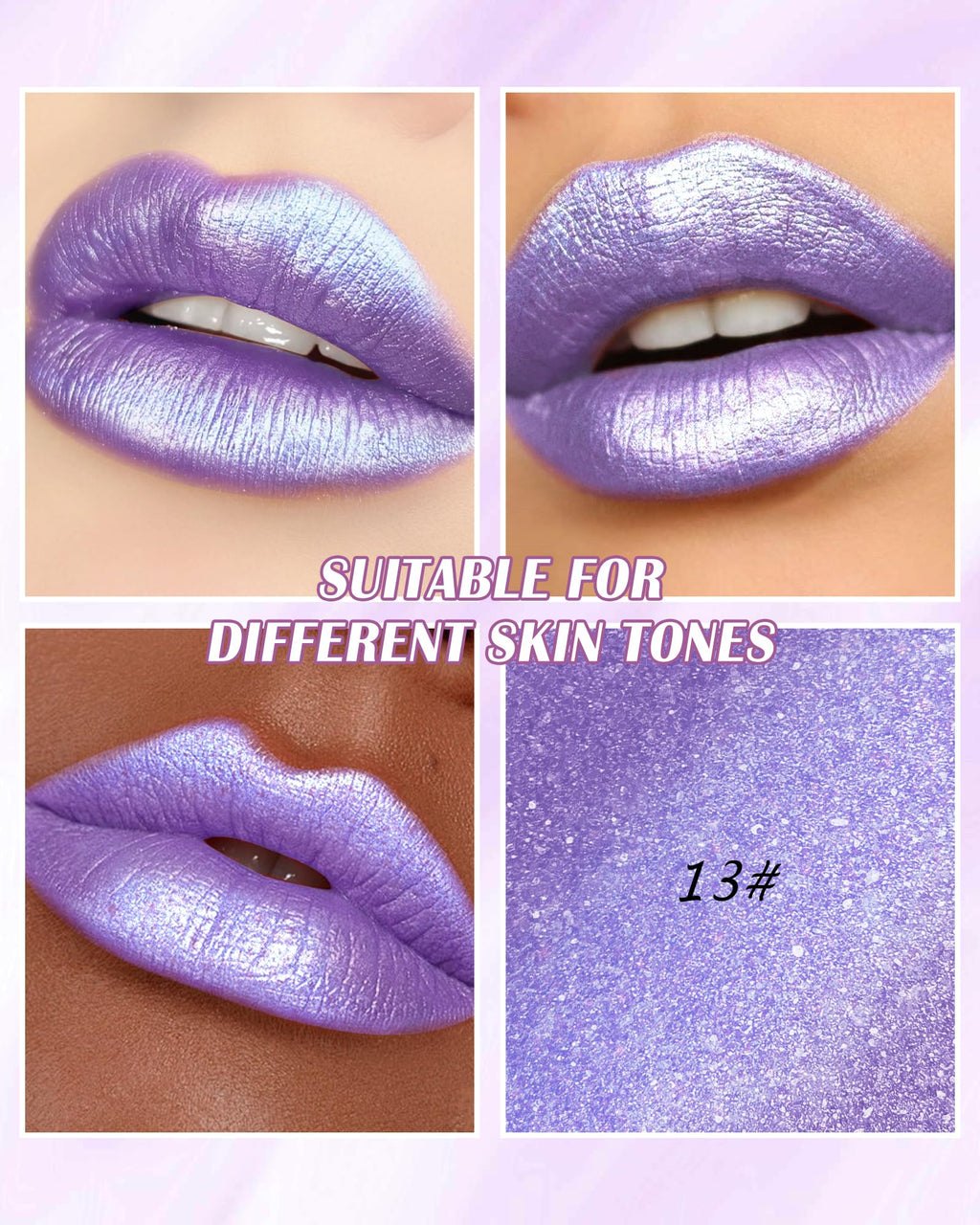 Metallic Shimmer Lipstick, Glitter Lip Gloss, Waterproof Lipgloss for Women