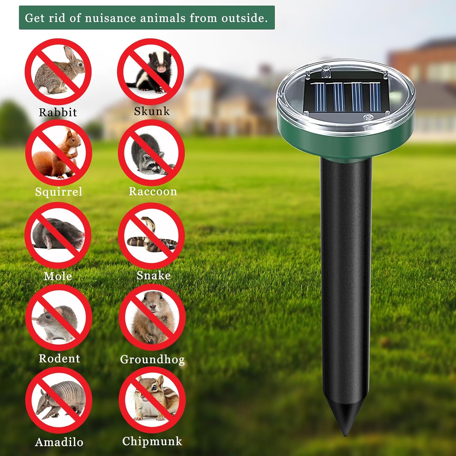 Mole Repellent Solar Powered 10 Pack Snake Repellent Ultrasonic, Groundhog Repeller,Gopher Repeller Sonic Mole