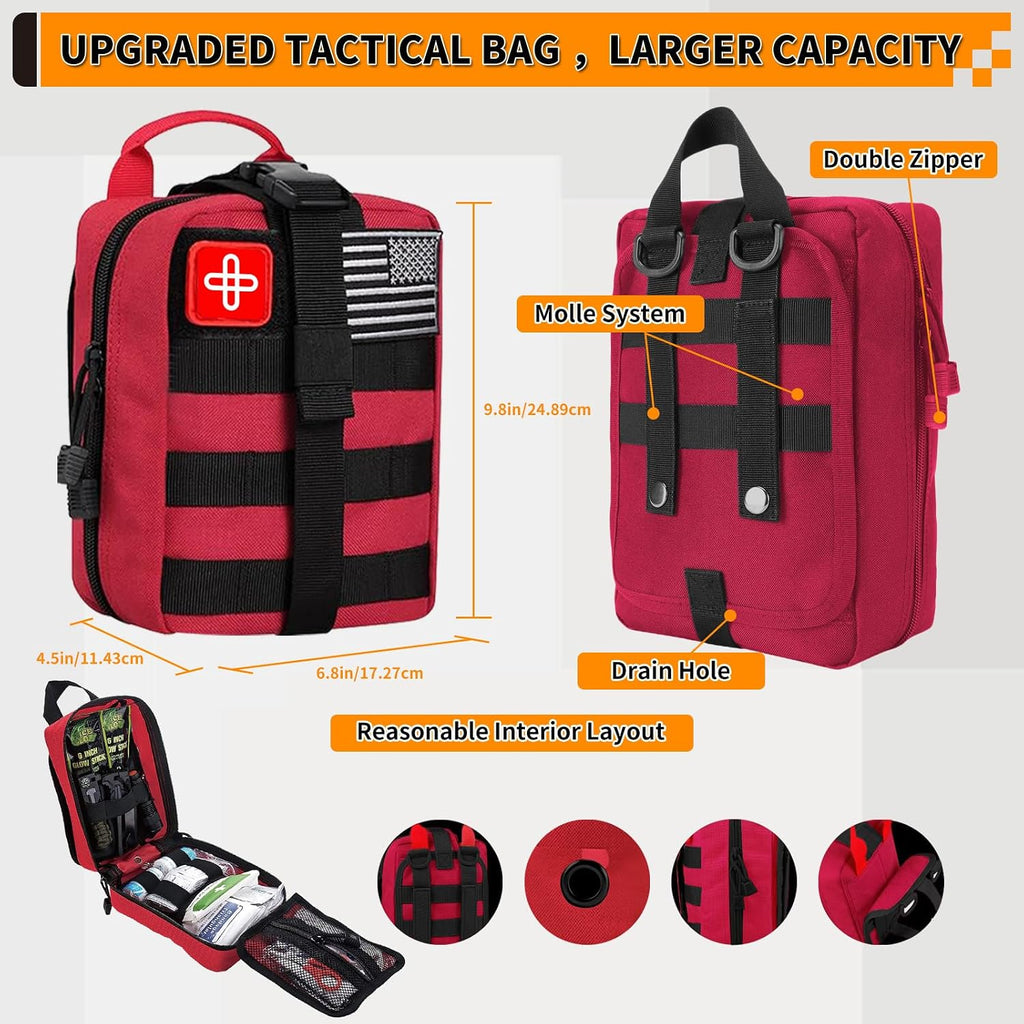 Survival Kit, Gifts for Men Women Teen Boys, 252 pcs Survival Gear and Equipment Mini First Aid Kit for Car Home