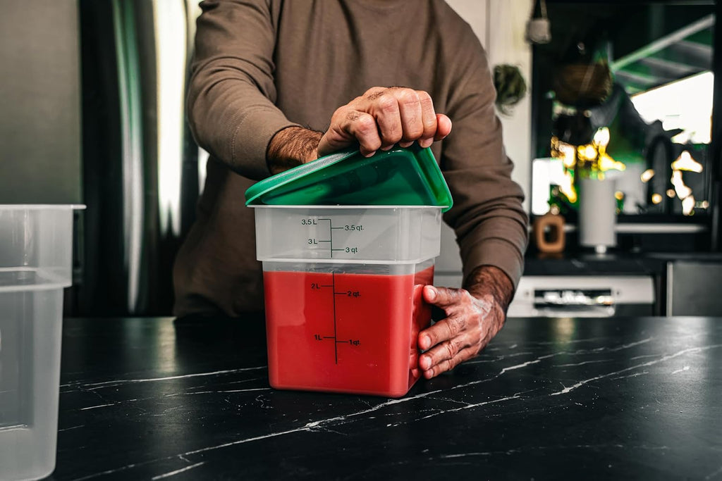 Food Storage Container with Lid (Microwave Safe and BPA-Free) - 2 Pack - Classic Series Square with Green Lid - 4 QT