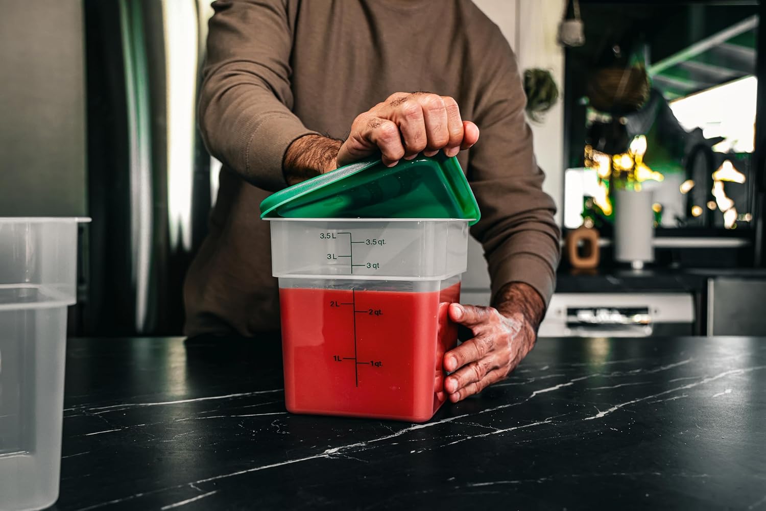 Food Storage Container with Lid (Microwave Safe and BPA-Free) - 2 Pack - Classic Series Square with Green Lid - 4 QT