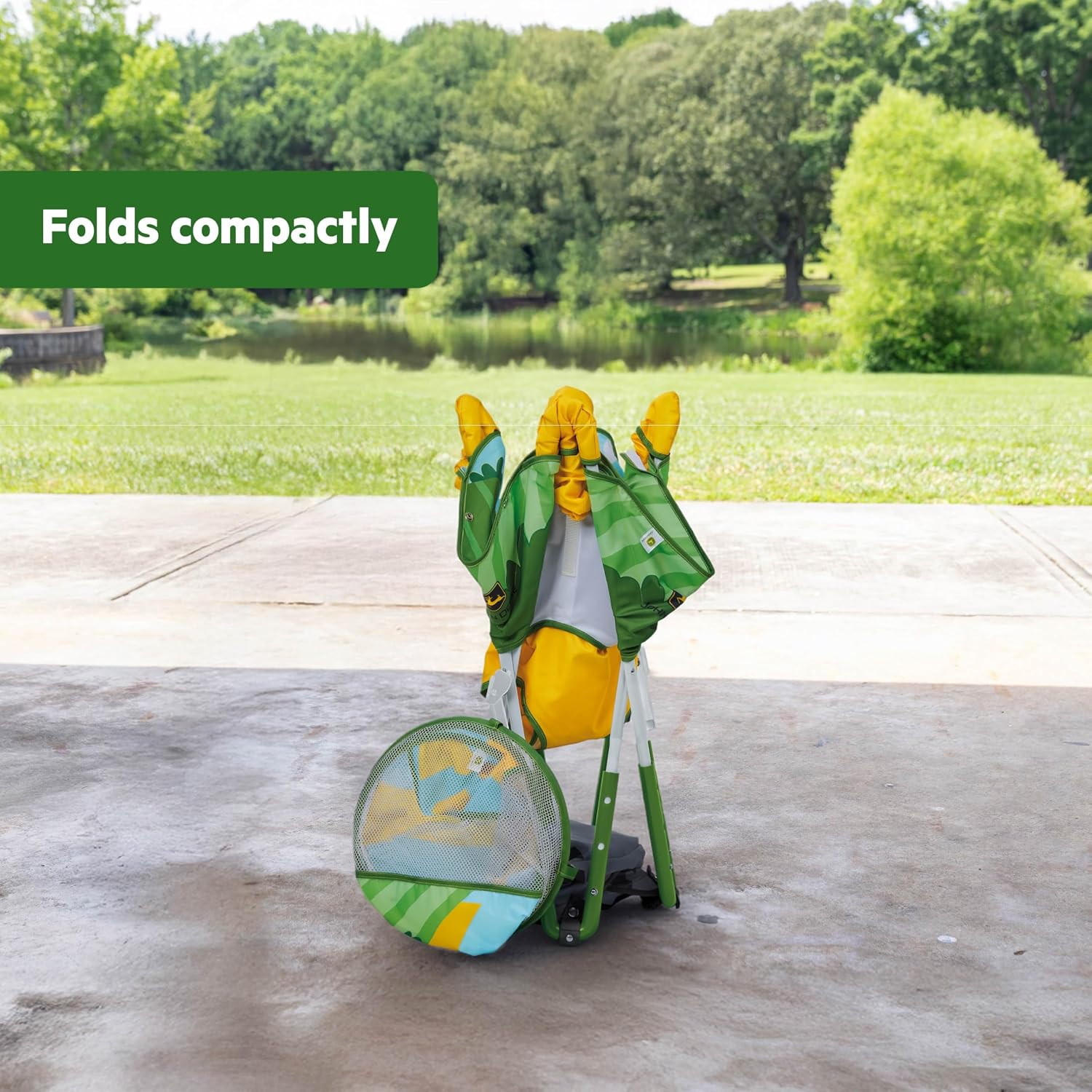 John Deere Pop 'N Jump Portable Baby Jumper, Foldable Indoor/Outdoor Baby Jumper with Sensory Activities, Ages 6–12