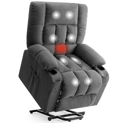 Recliner Chair with Vibration Massage and Heat for Elderly, Ergonomic Home Theater Power Lift Recliner Chair with
