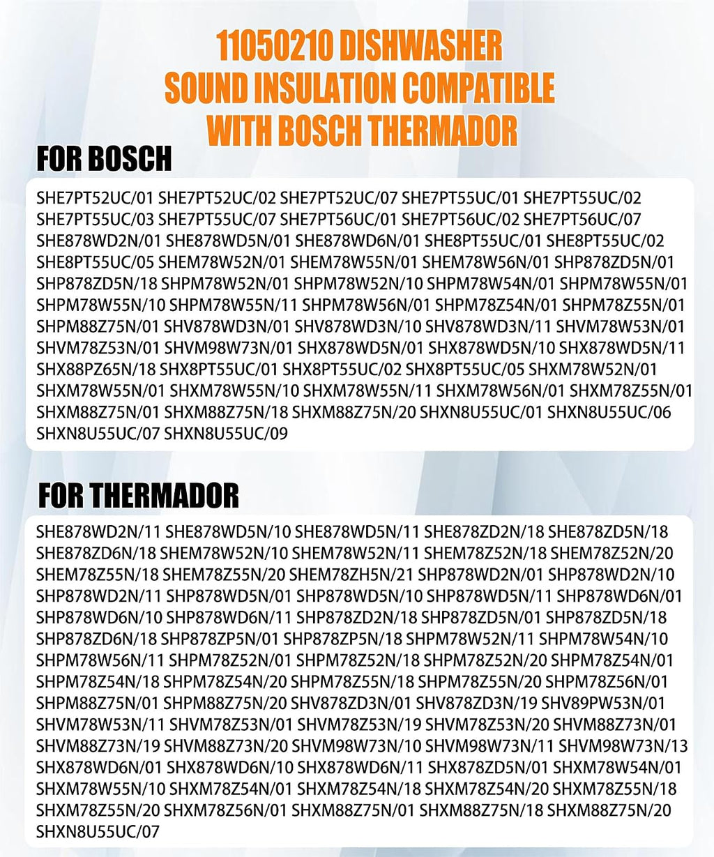11050210 Dishwasher Sound Insulation Replacement kit for Bosch Thermador