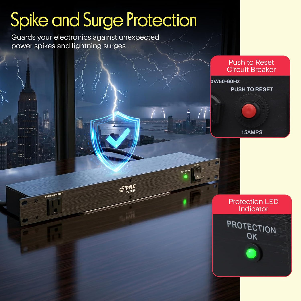 1U Rack Mount Power Conditioner – 7 Outlet Surge Protector