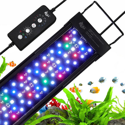 LED Aquarium Light, 24/7 & DIY Mode Full Spectrum Fish Tank Light | Adjustable Timer/Brightness, Extendable Bracket