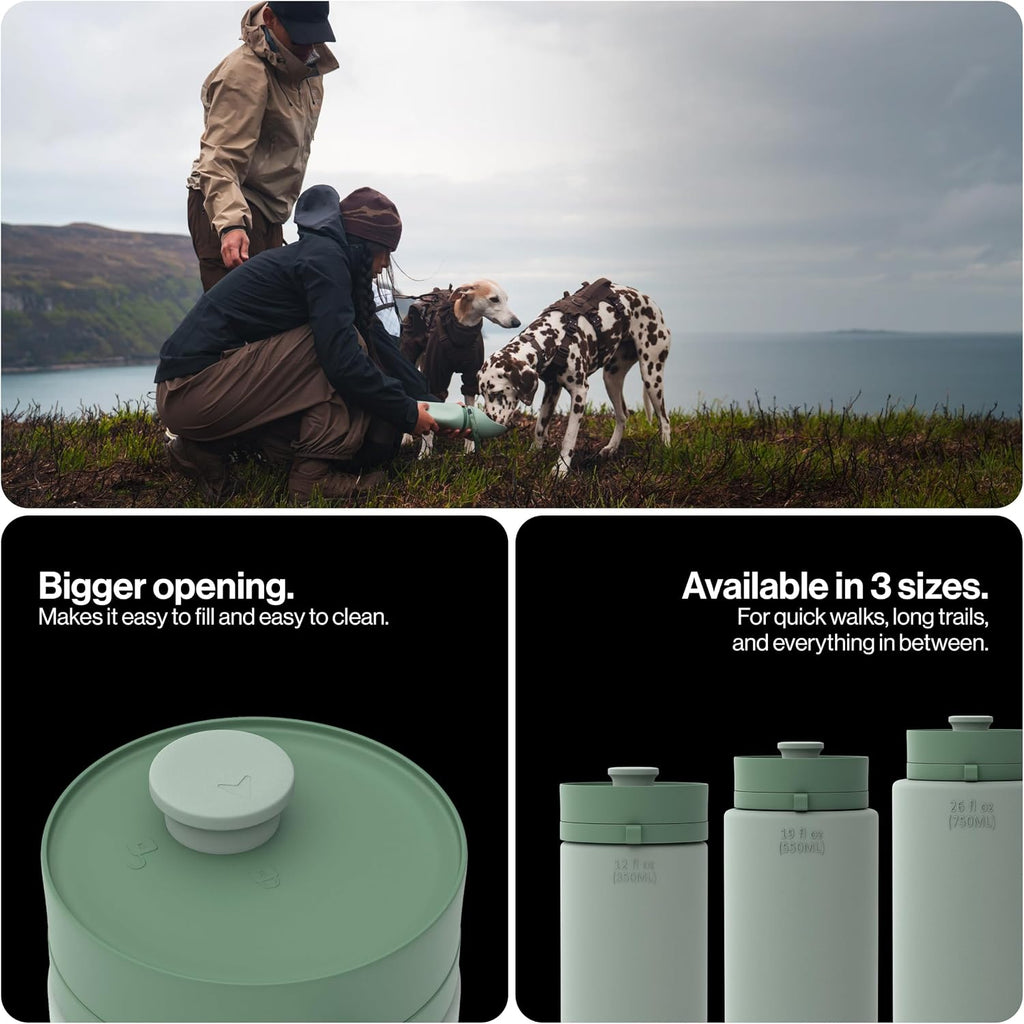 Portable Dog Water Bottle, Collapsible Water Bottle for Dogs Perfect for Walking, Hiking and Outdoors | Works as a
