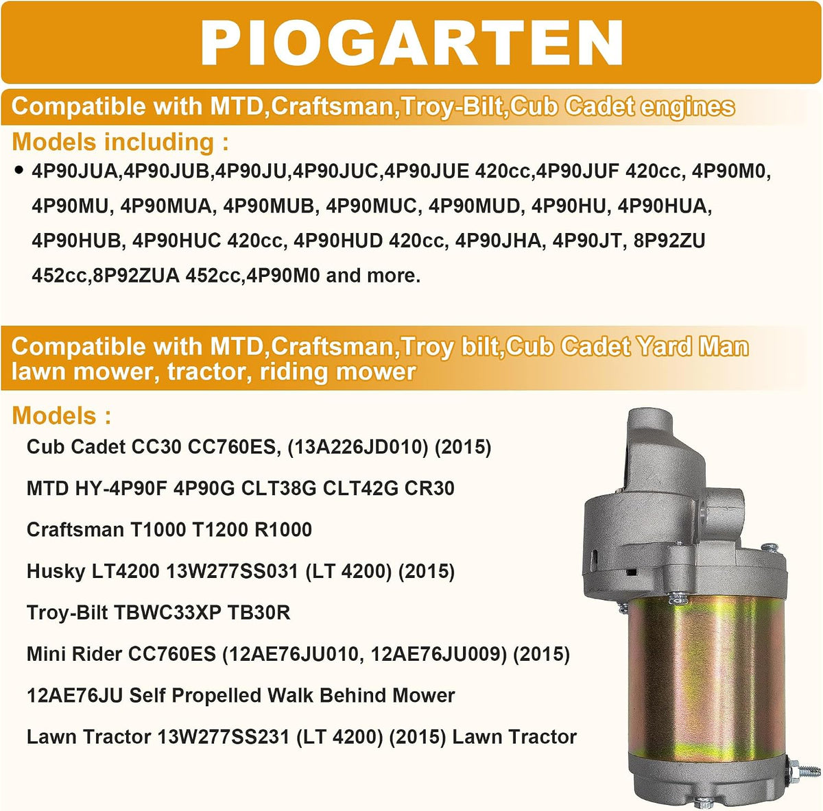 Starter Motor Compatible MTD Powermore 420CC Engine