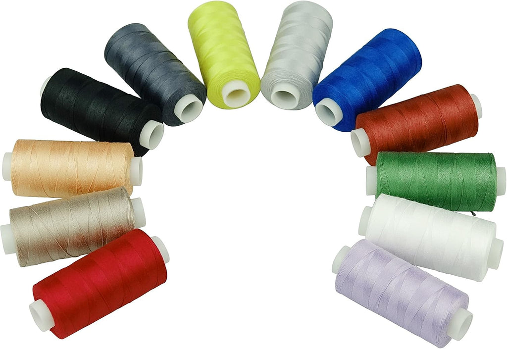 12 Multi Colors 100% Cotton Sewing Thread 50s/3 Thread for Quilting etc - 550 Yards Each 12C02