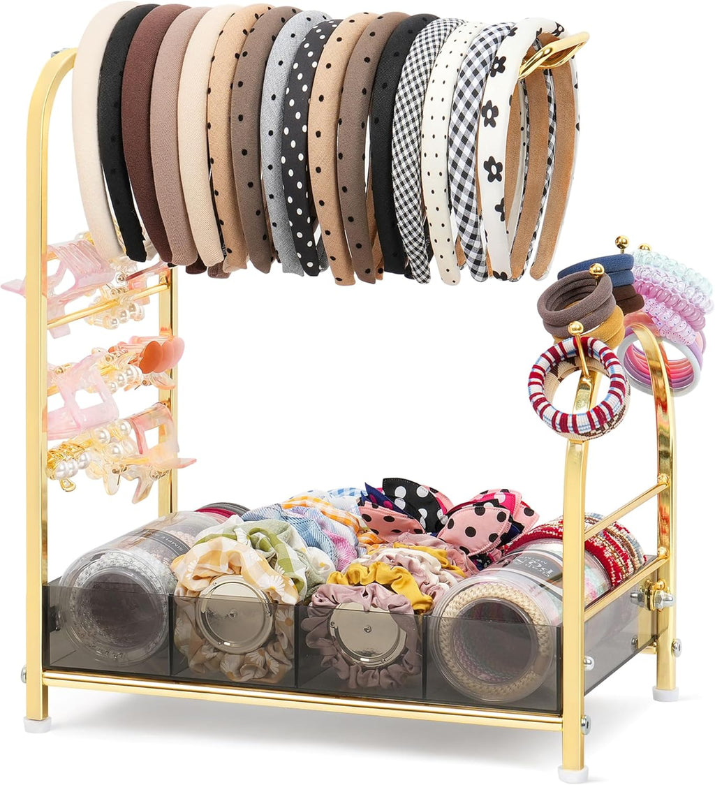 Acrylic Hair Accessories Organizer, Versatile Headband Holder Stand for Scrunchies, Bows, Claw Clips, Hair Tie